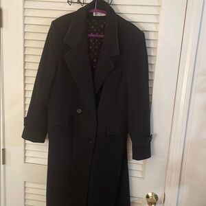 Vintage Forecaster of Boston Wool Classic Black Trench Coat with Notched Lapel